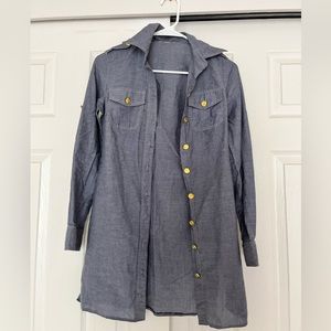Boston Proper Collared Button Up Dress/Top
